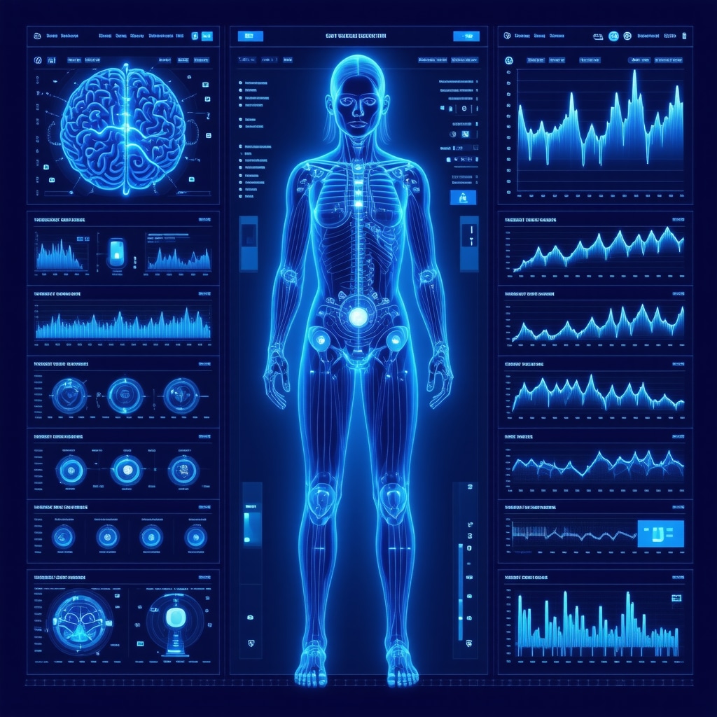 Digital dashboard showing genetic data and weight loss progress for personalized obesity treatment