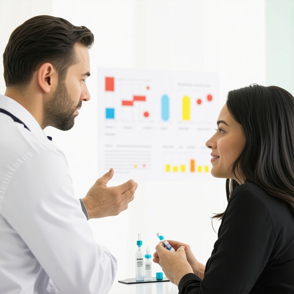 Medical professional explaining injectable weight loss options to patient in consultation