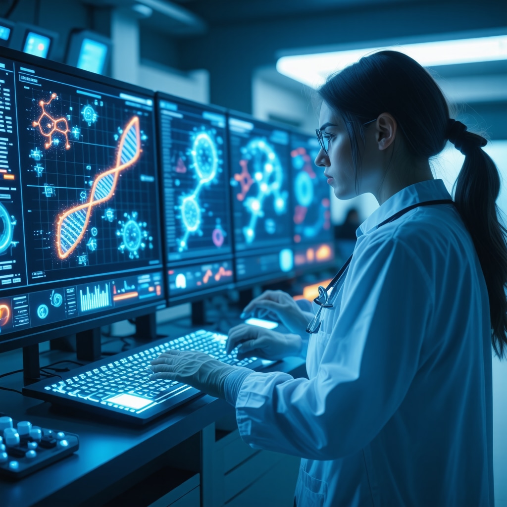 Healthcare professional reviewing genetic and AI data for personalized weight loss drug safety