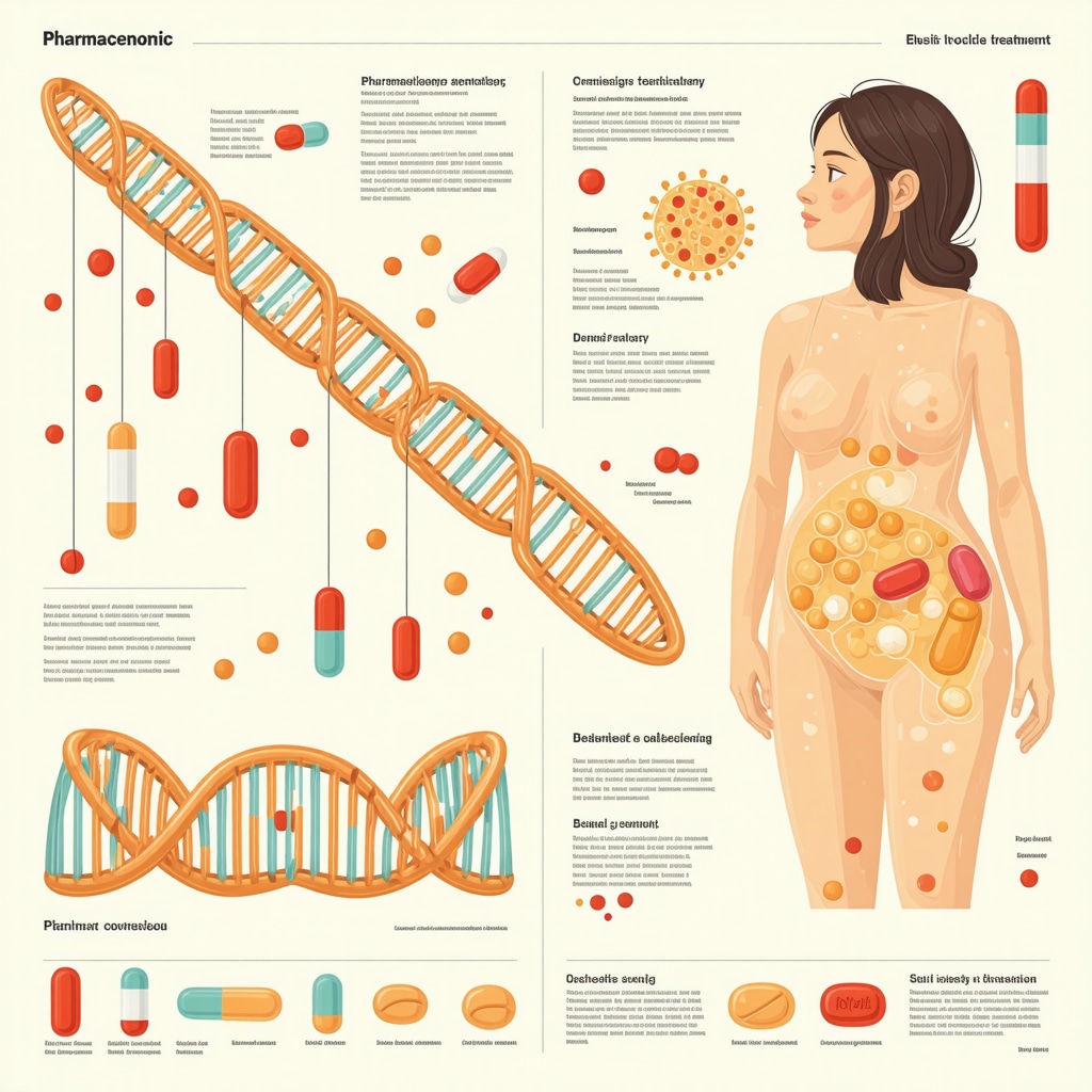 Infographic depicting the role of pharmacogenomic testing in tailoring weight loss medications for obesity