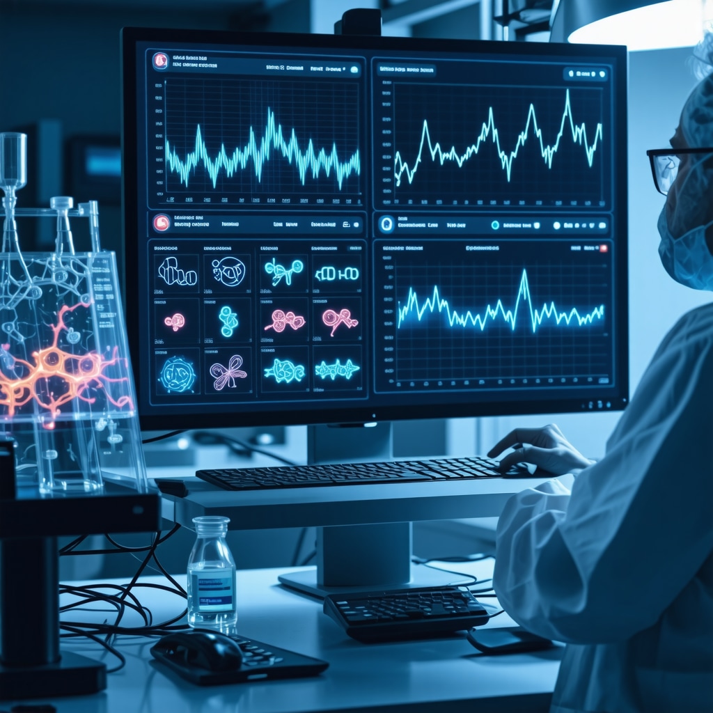 Digital dashboard showing AI analytics and biomarker data for personalized weight loss therapy