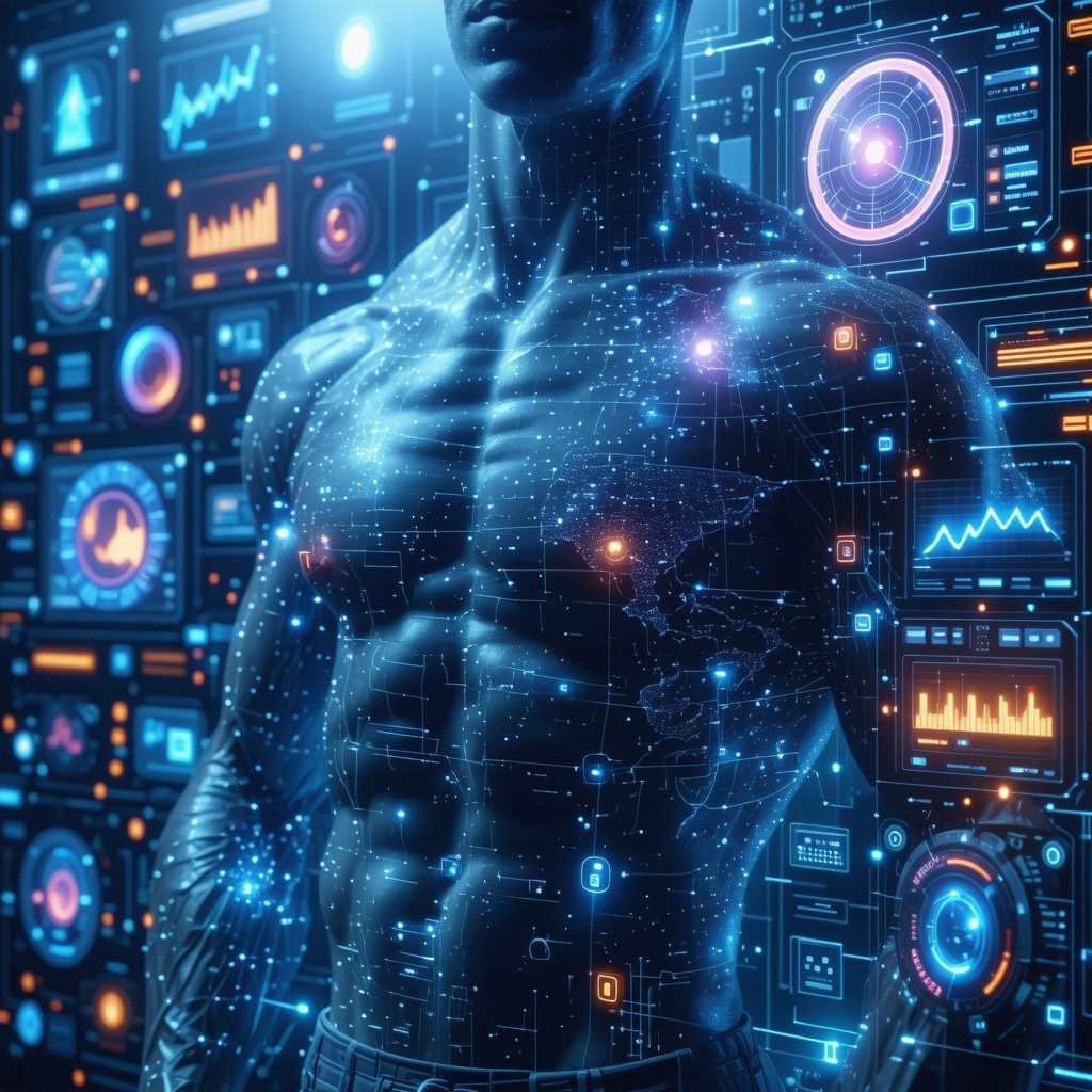 Digital interface showing genetic markers, AI algorithms, and biometric data for customized weight loss plans