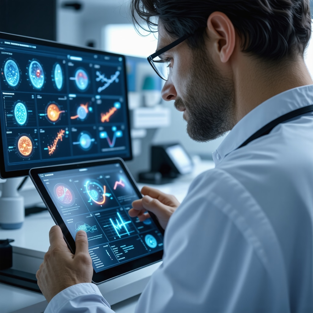 Doctor analyzing genetic and health data with AI software for personalized weight loss treatment