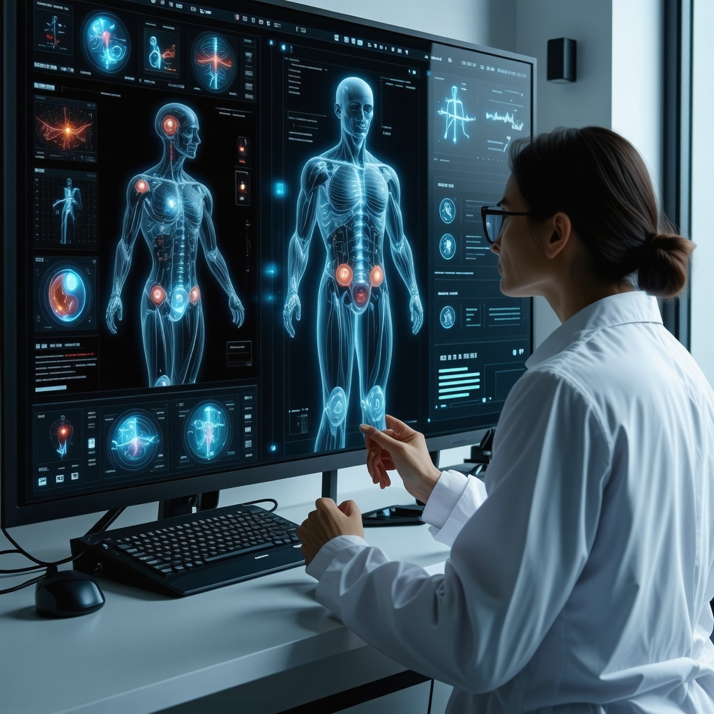 Digital interface depicting AI analysis of genetic and metabolic data for personalized weight loss with telemedicine consultation