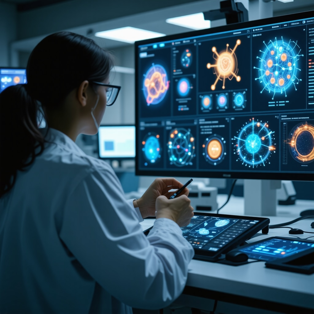 Healthcare professional monitoring GLP-1 medication therapy with digital tools and personalized metabolic data displays