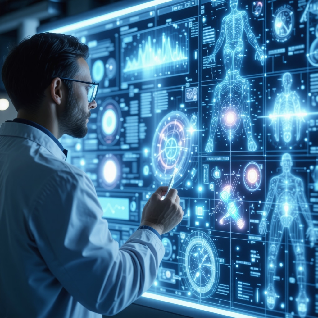 Clinician reviewing AI-generated genetic and biometric data for personalized obesity medication management