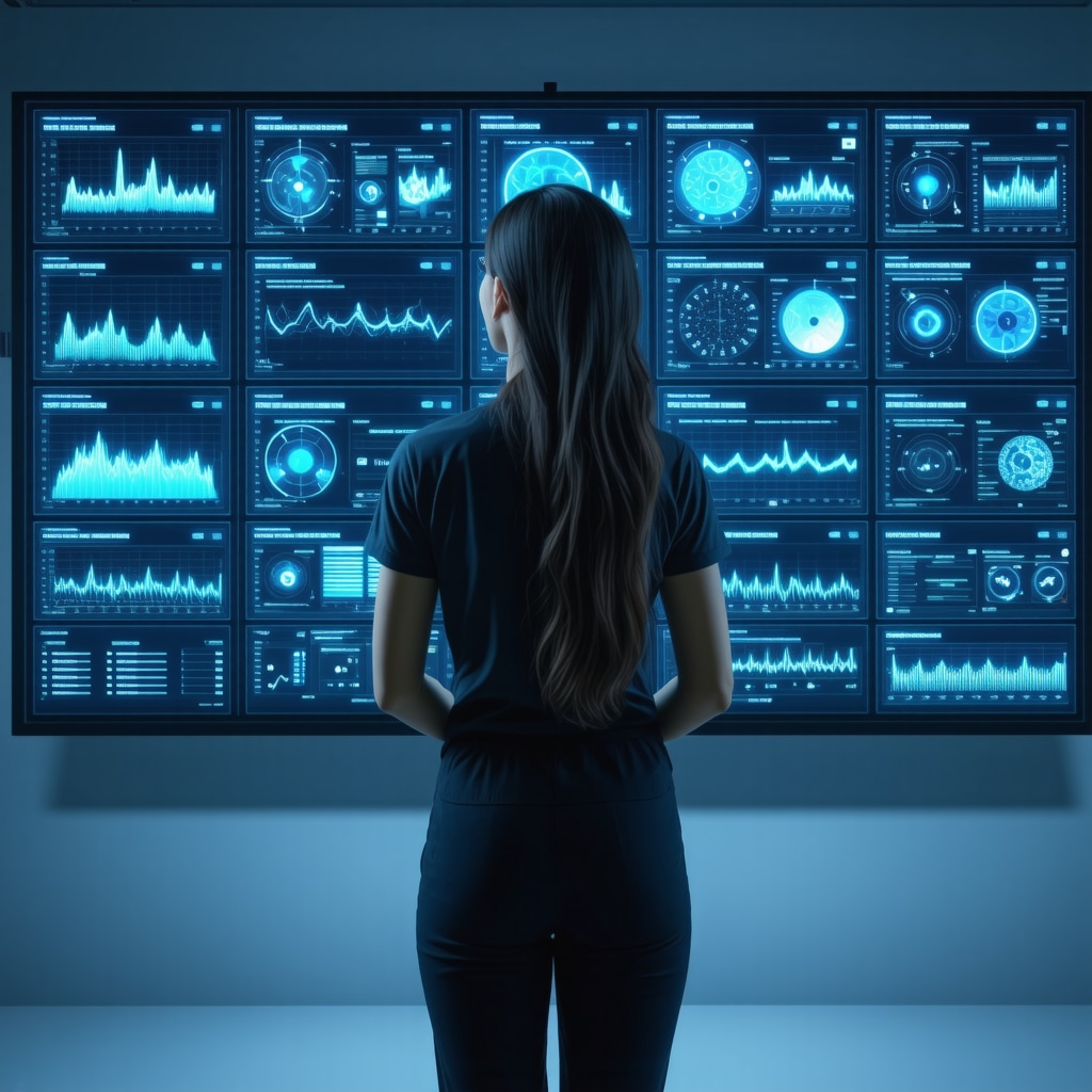 Illustration of a digital health dashboard showing patient data and pharmacogenomic profiles used for personalized obesity treatment, with remote clinician collaboration