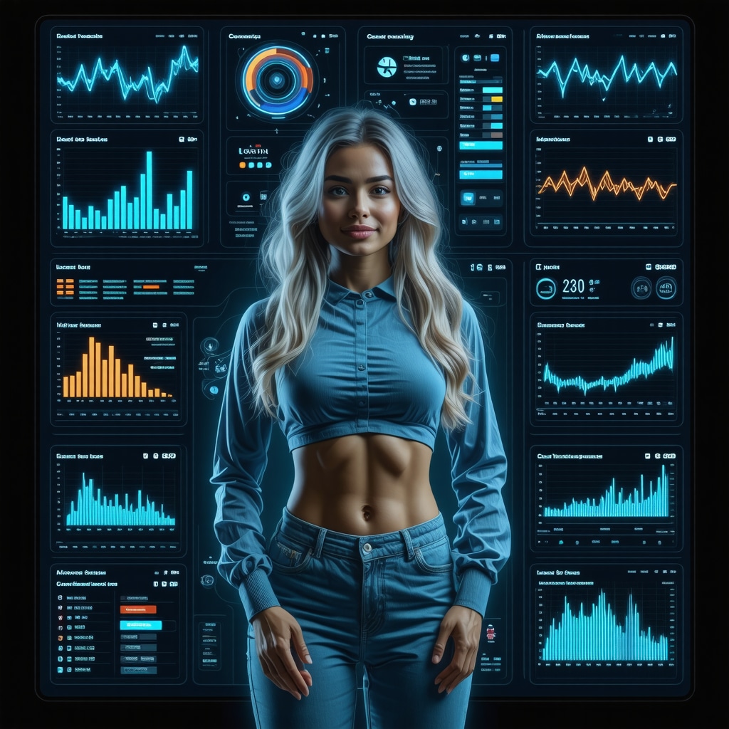 Illustration of a digital health dashboard showing weight loss medication data, genomic profiles, and cost analysis