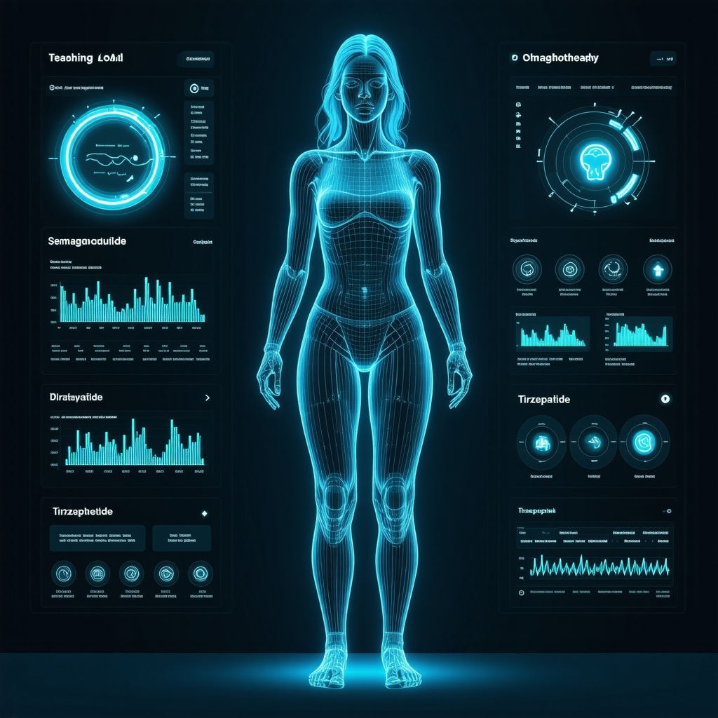 Visual representation of AI-driven dosing and metabolic monitoring for semaglutide and tirzepatide treatment
