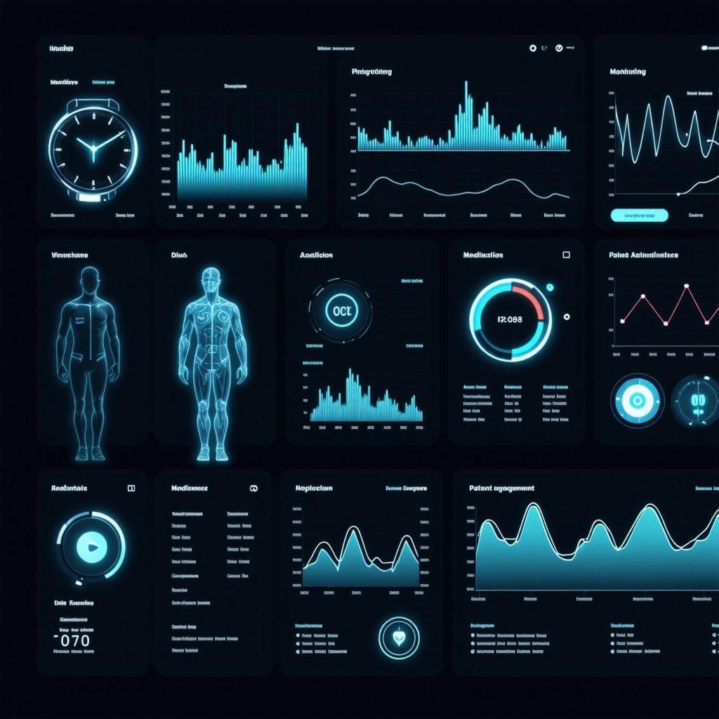 Integrated digital health dashboard displaying wearable data, AI analytics, and patient metrics for weight loss management