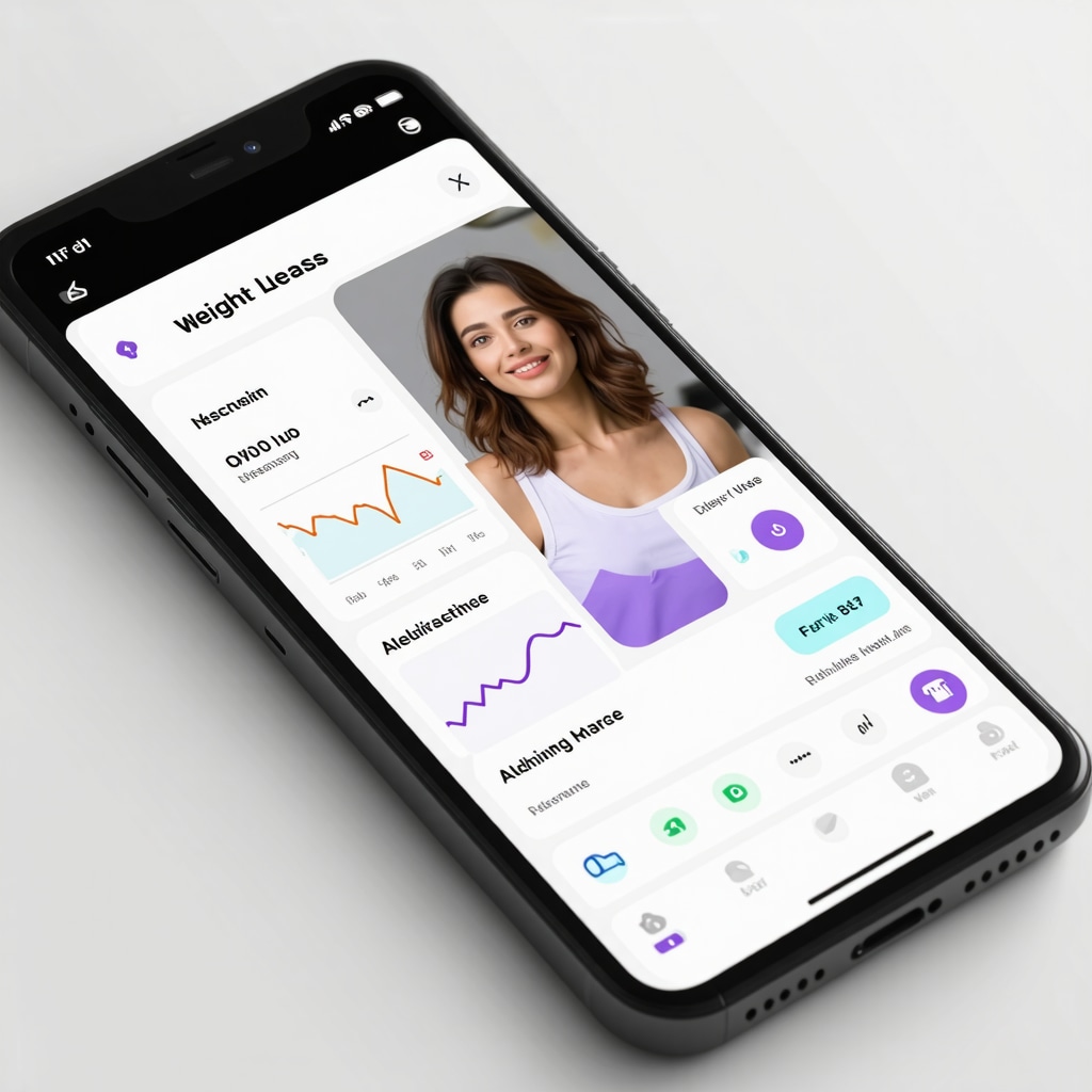 Smartphone screen showing telemedicine weight loss consultation and progress graphs