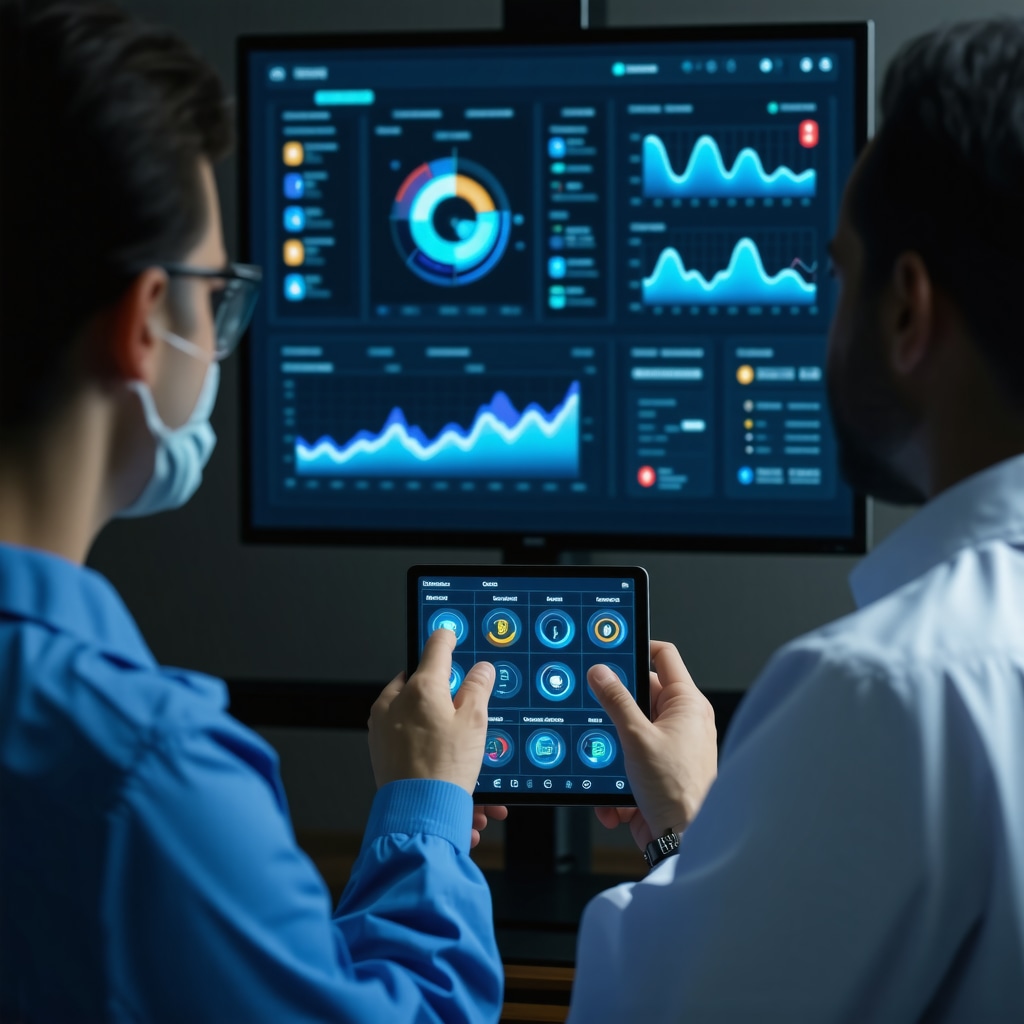 Healthcare professional reviewing AI-driven digital dashboard with wearable metrics and medication plan for weight loss