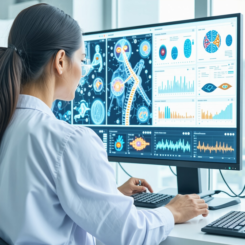 Doctor reviewing genetic data and AI treatment plans for personalized weight loss