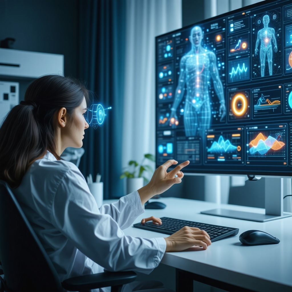 Patient and doctor using augmented reality interface with AI data and genetic profiles for personalized weight loss treatment