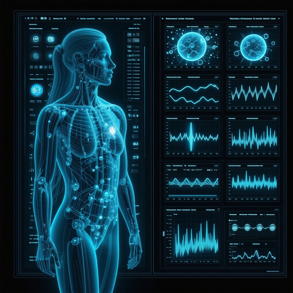 Digital interface visualizing genetic and AI data for customized weight loss drug treatment