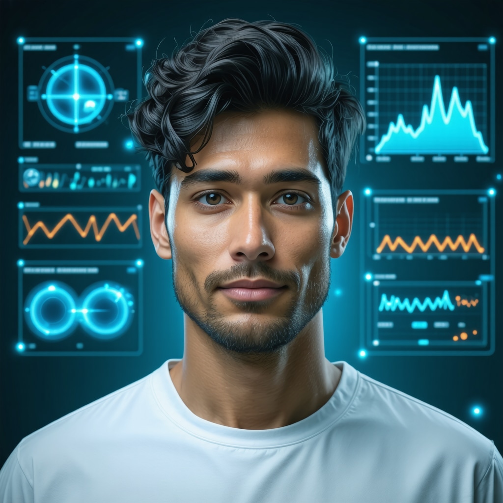 Digital interface displaying genetic markers, metabolic metrics, and AI analytics for customized obesity treatment.