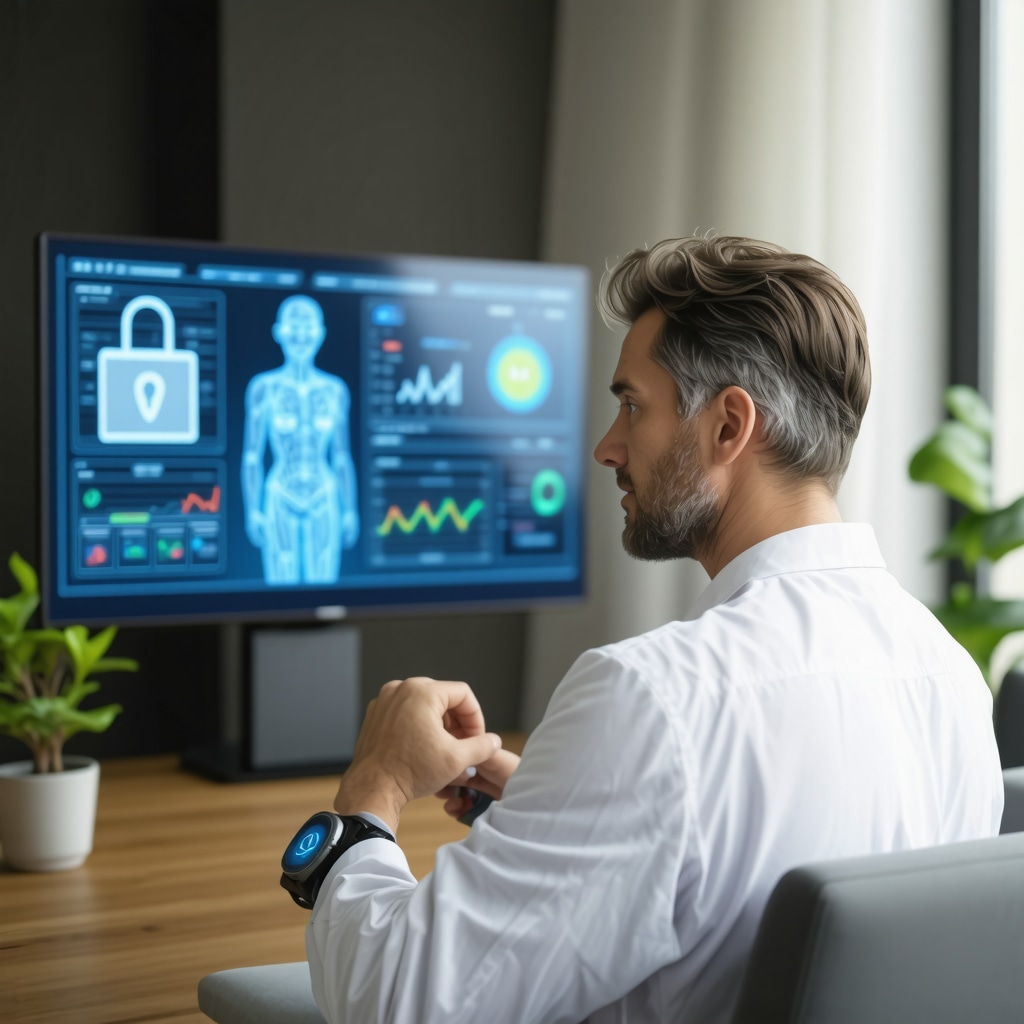 Telemedicine weight loss session featuring AI analytics, virtual multidisciplinary team collaboration, and patient biometric tracking