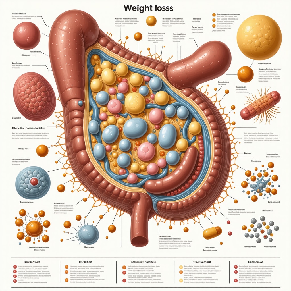 Infographic illustrating gut microbiome diversity and its role in enhancing doctor-prescribed weight loss medications