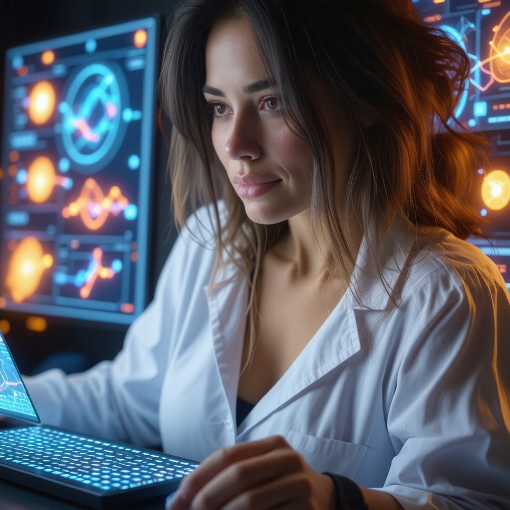 Digital dashboard showing pharmacogenomic data, biomarker analytics, and AI predictions for obesity pharmacotherapy