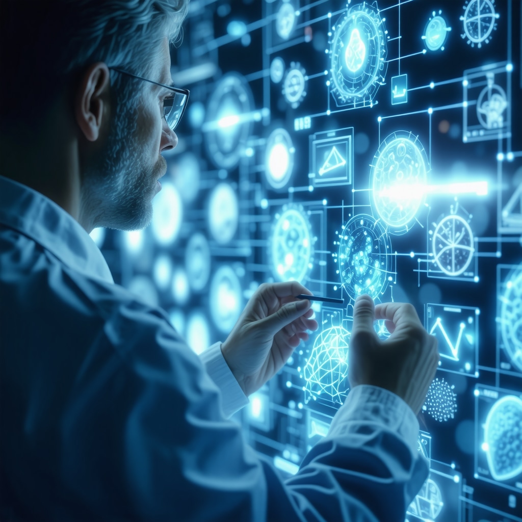 Doctor using digital interface displaying genomic data and metabolic health metrics to optimize semaglutide treatment