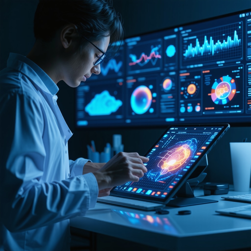 Doctor analyzing metabolomic and AI data with patient using digital therapeutic app for weight loss