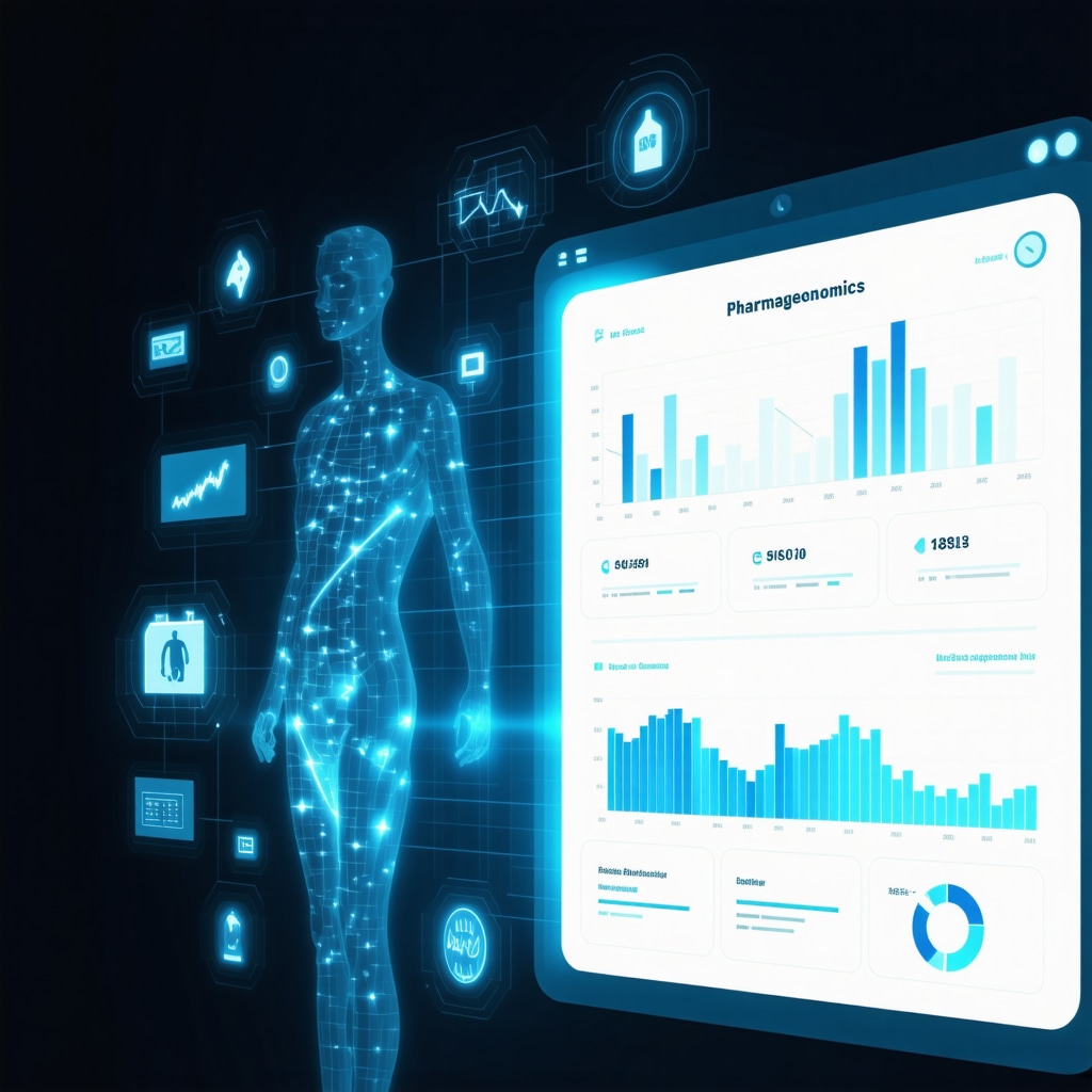 Digital interface showing genetic and medical weight loss data with wearable device analytics