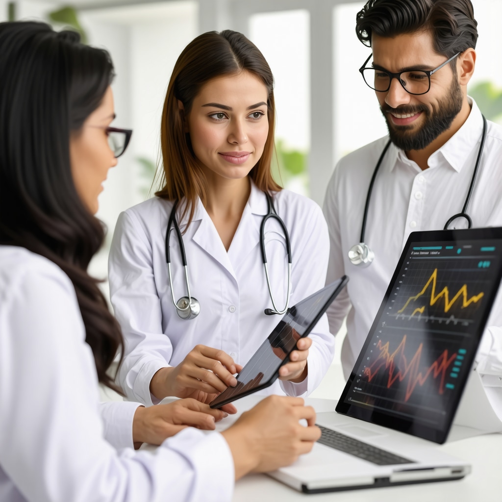 Healthcare team analyzing personalized injectable weight loss treatment data on digital devices