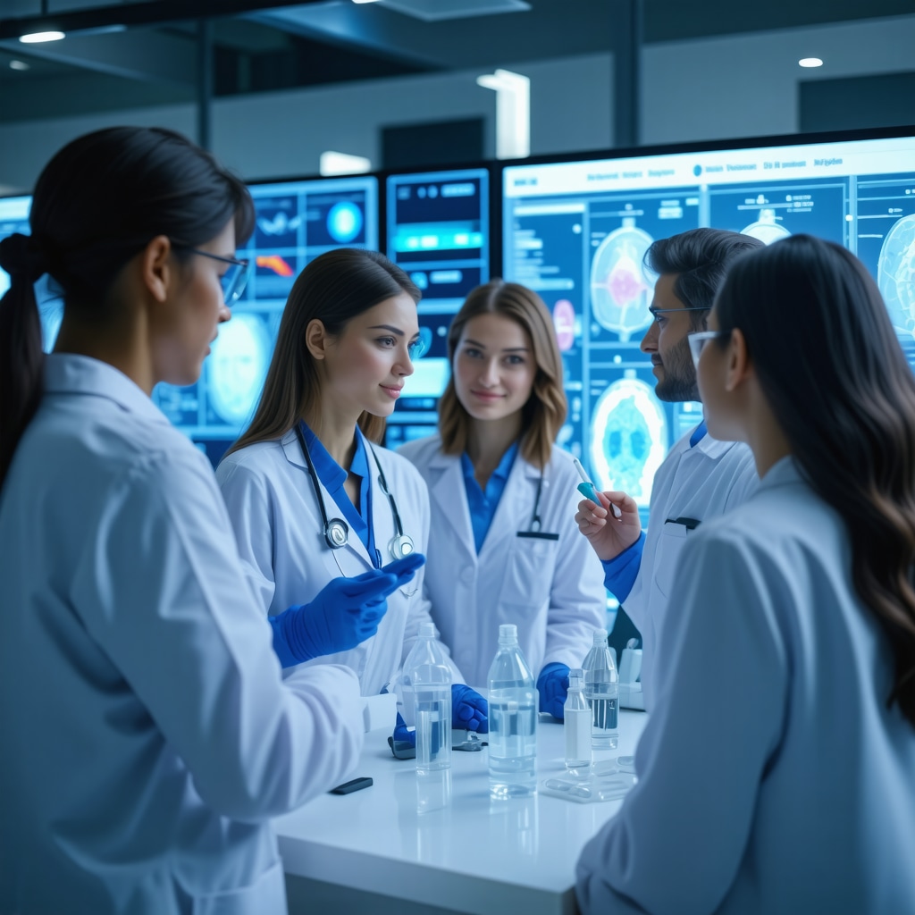 Medical professionals reviewing biometric and pharmacodynamic data for weight loss injectables in a modern clinical setting