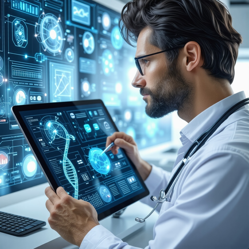 Doctor reviewing genetic and metabolic data for personalized weight loss medication using telemedicine technology