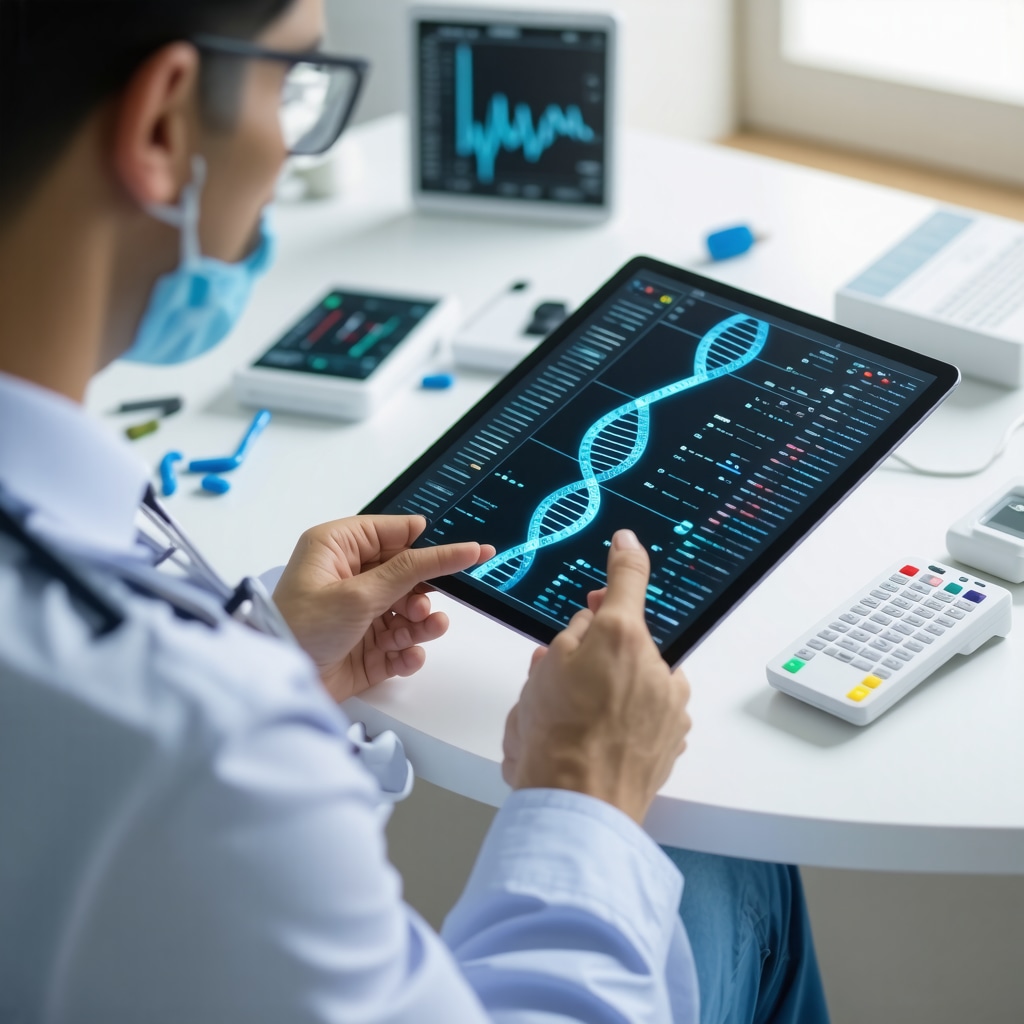 Doctor reviewing genetic data and telemedicine tools for personalized weight loss management