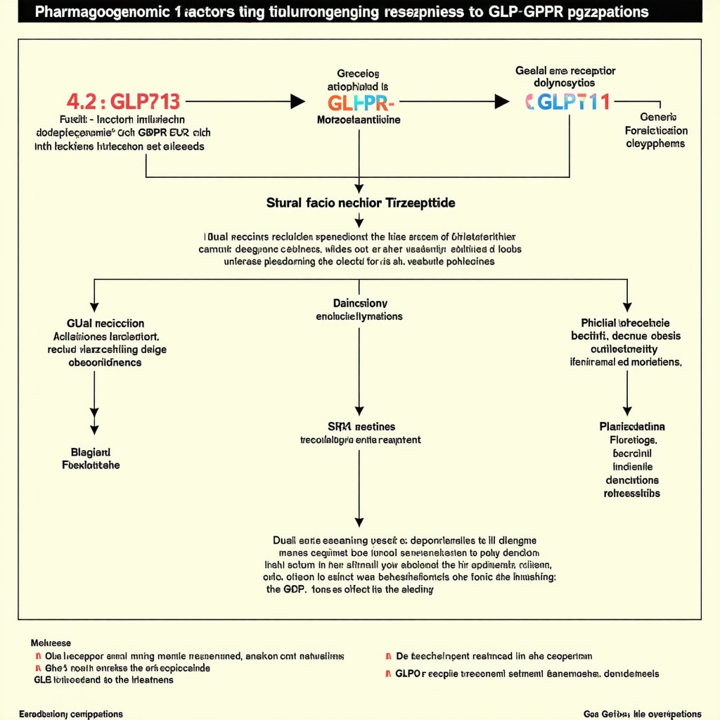 Infographic showing genetic markers and clinical pathways guiding personalized use of Semaglutide and Tirzepatide in obesity management