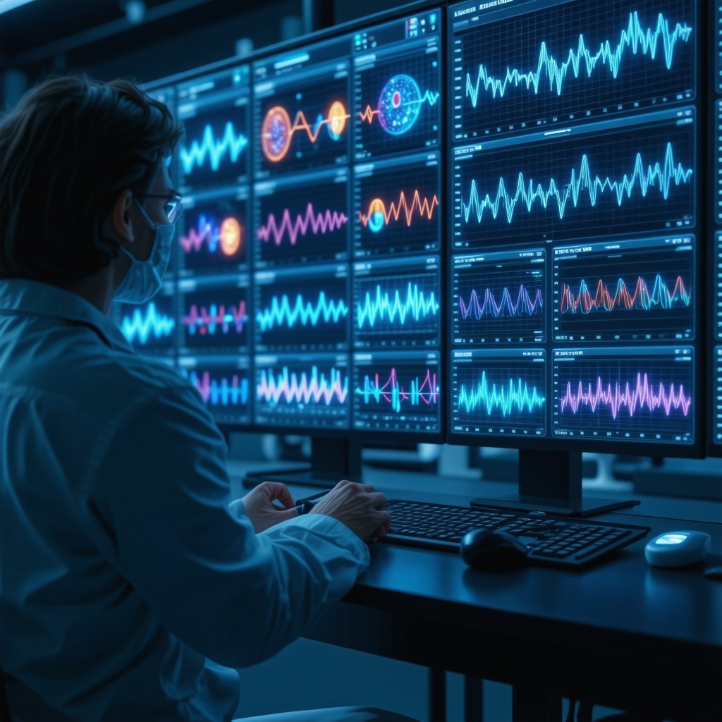 Healthcare professional reviewing genetic data and therapeutic drug monitoring charts for personalized obesity treatment