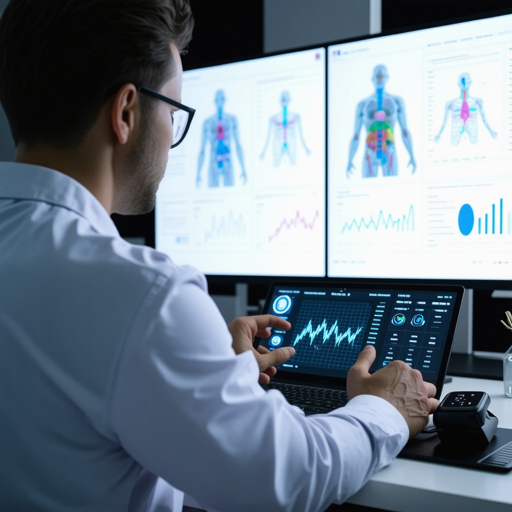 Doctor reviewing genetic and metabolic data with patient using wearable devices for personalized weight loss treatment
