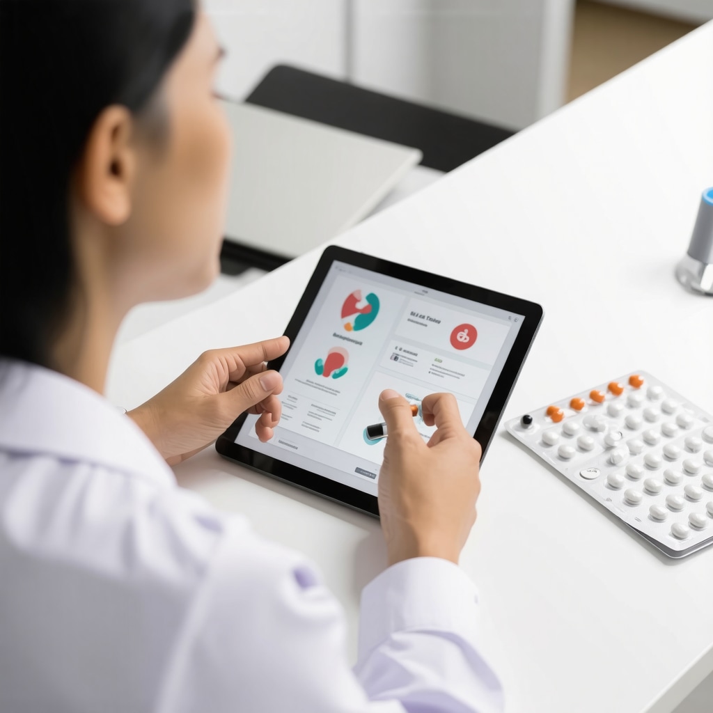 Patient using tablet for telemedicine consultation with doctor about weight loss medication