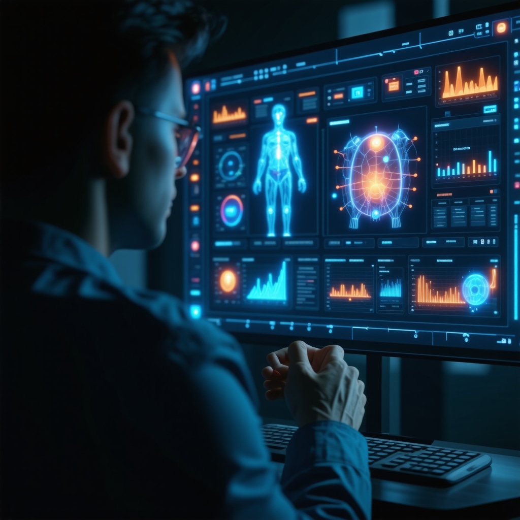 Patient consulting doctor remotely with AI-driven genetic data charts for tailored weight loss treatment