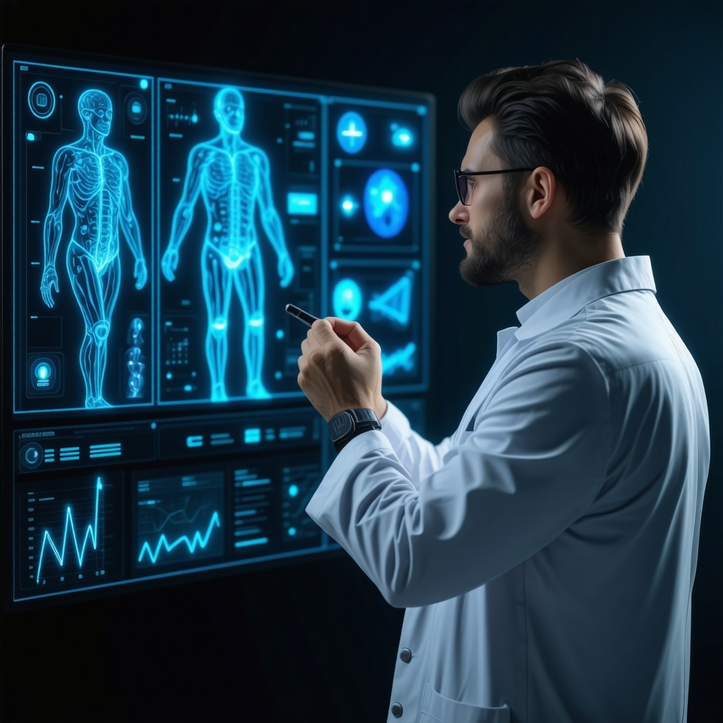 Doctor reviewing patient's genetic and wearable biosensor data for personalized telemedicine weight loss treatment