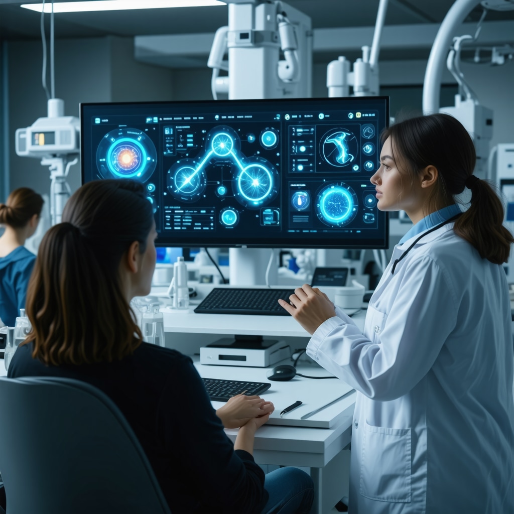 Patient consulting doctor via telemedicine with overlay of genetic data and wearable health metrics