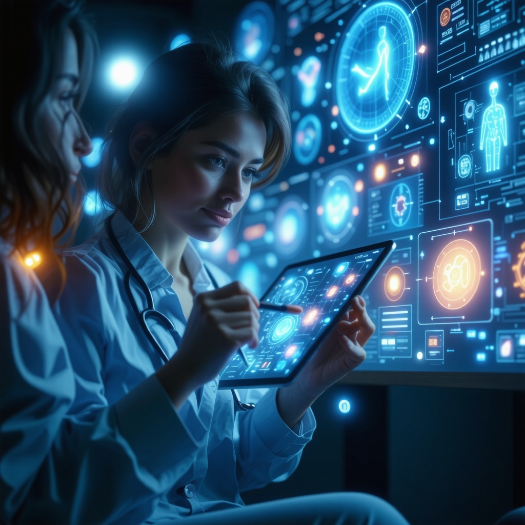 Patient using telemedicine platform with AI-driven health and weight loss data visualizations