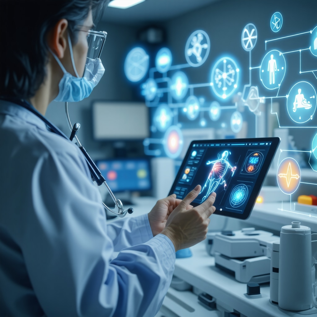 Patient using telemedicine with digital health icons representing personalized weight loss treatment