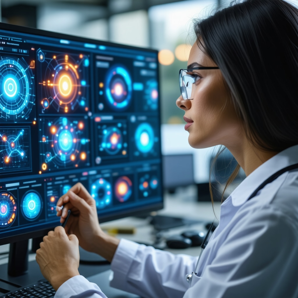 Doctor analyzing digital health data with AI technology in weight management