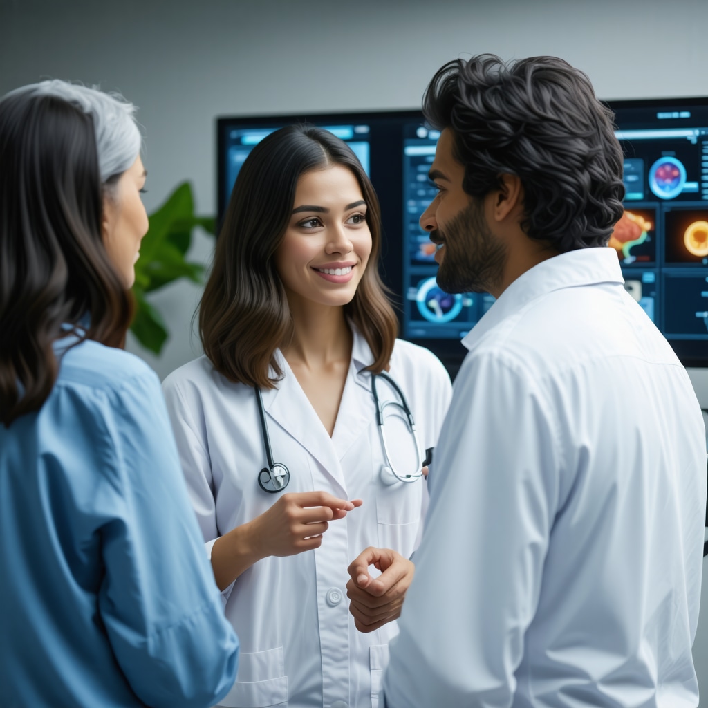 Futuristic telemedicine consultation with AI interface for personalized weight management