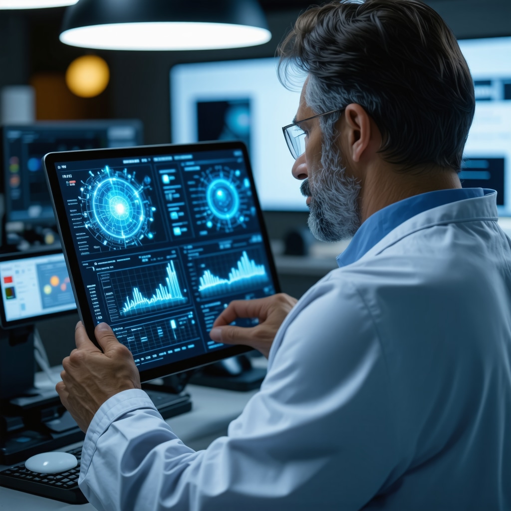Doctor using AI analytics to personalize weight loss medication based on biomarkers in telemedicine setting