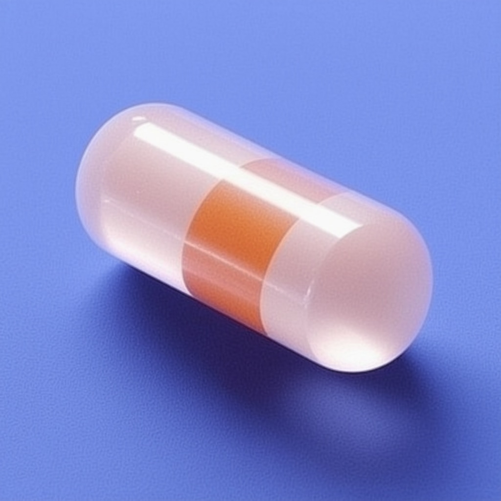 Medical illustration of a biodegradable implant releasing GLP-1 medication over months