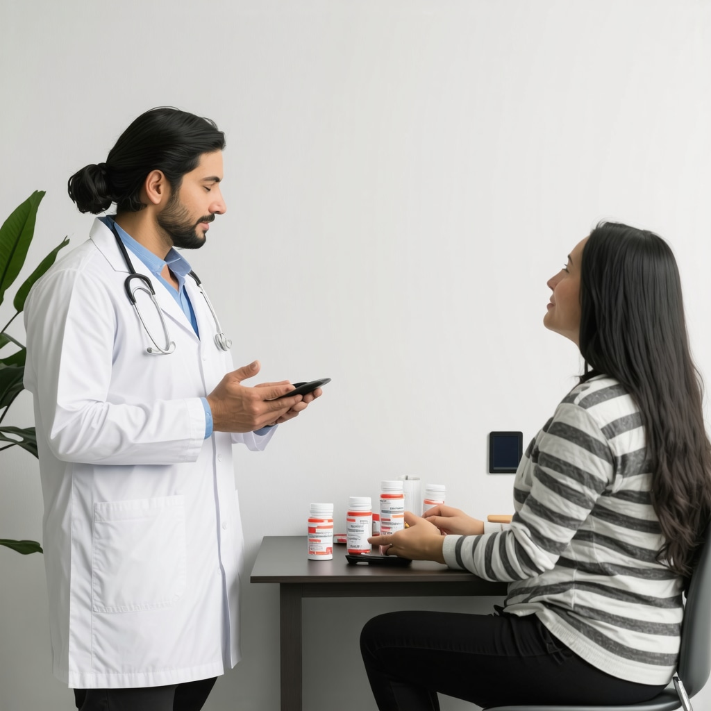 Doctor consulting patient about FDA-approved weight loss drugs in a modern clinic.