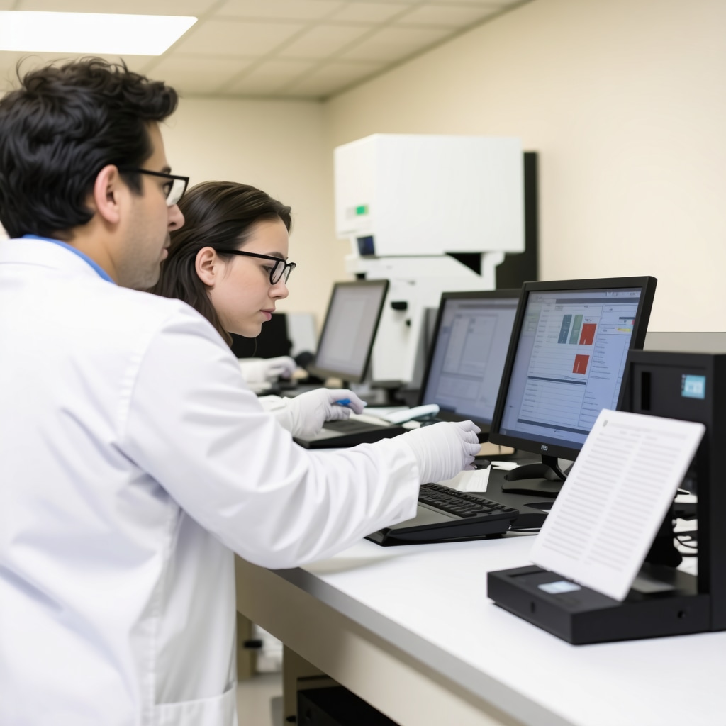 Researchers working with cutting-edge obesity treatment technology in a modern laboratory