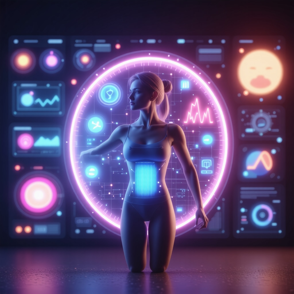 A sleek, modern digital screen showing personalized health data and AI-driven advice
