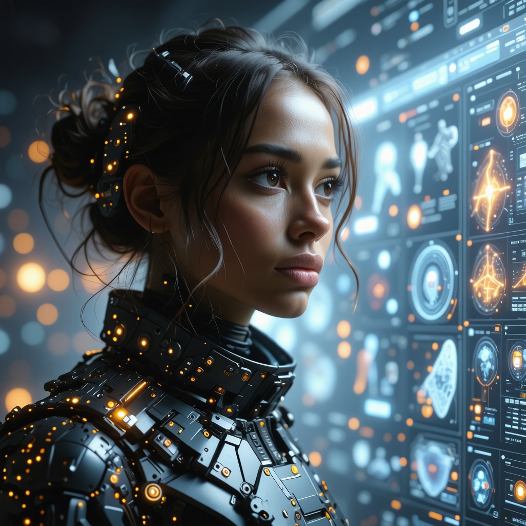 Doctor analyzing genetic and biometric data on a digital interface