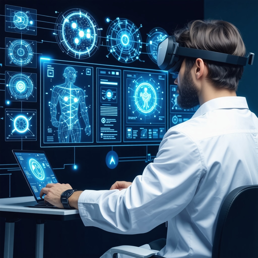 Doctor reviewing genetic and behavioral data on digital screens during telemedicine weight loss consultation