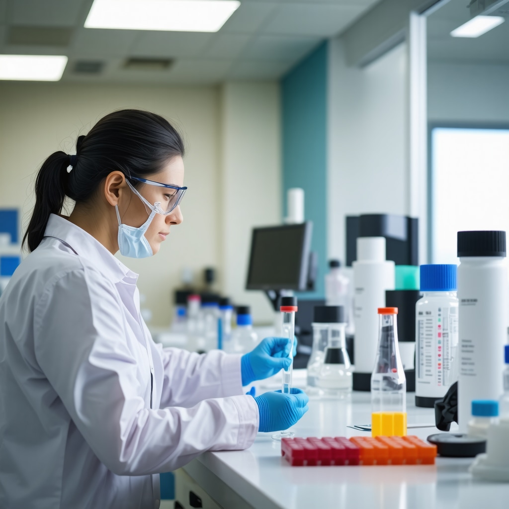 Laboratory technician analyzing DNA sequences and blood samples for personalized obesity treatment.