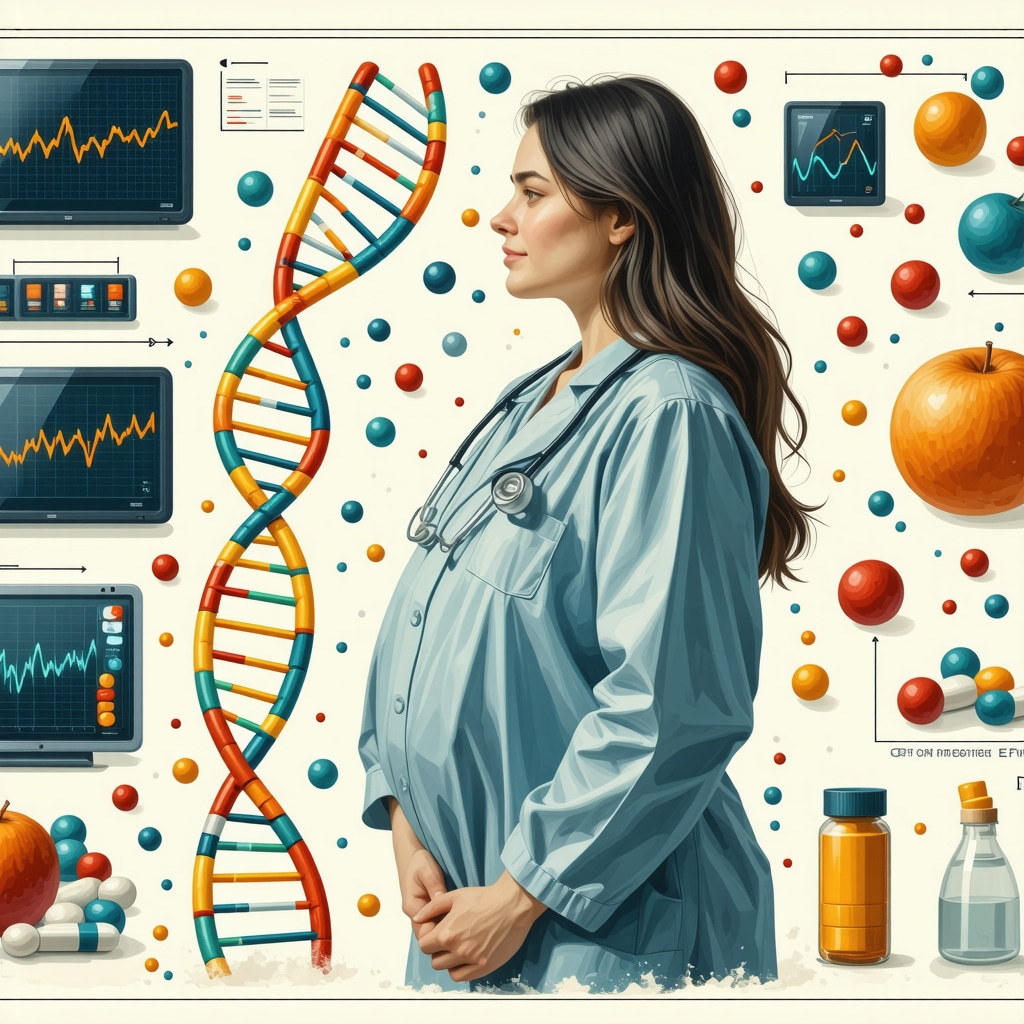 Medical illustration showing pharmacogenomics, molecular drug structures, and patient analytics for obesity pharmacotherapy